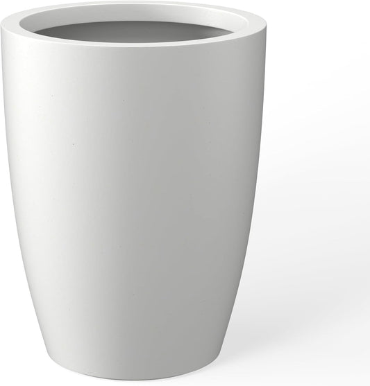 Kante 18.1" H Tall Round Concrete Planter for Outdoor Indoor, Modern Decorative Plant Pots with Drainage Hole & Rubber Plug for Home & Garden Pure White