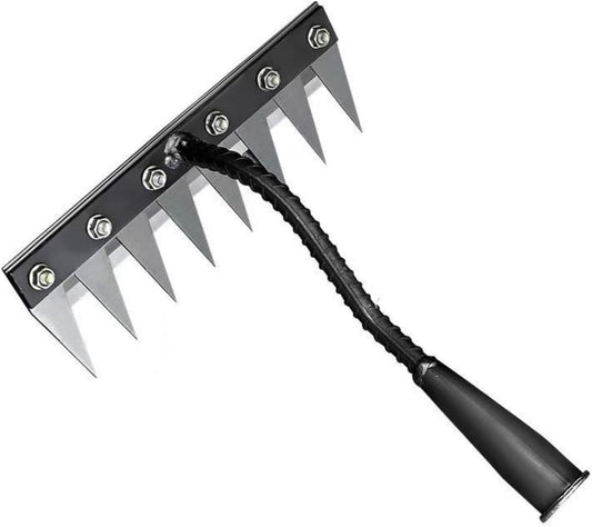 Gardening Hand Weeder Tool,Manual Weeder Tool with Detachable Blades, 4 Sizes High Carbon Steel Dual-Edge Design for Farm Garden Lawn Weed Removal, Soil Cultivation & Root Extraction (8 Tines)