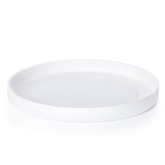 Phoenix Vine 14 Inch Plastic Plant Saucer Water Drip Tray, Heavy Sturdy Round Plant Drainage Tray for Indoors Outdoor, Matte White, 21-TY-14W-1