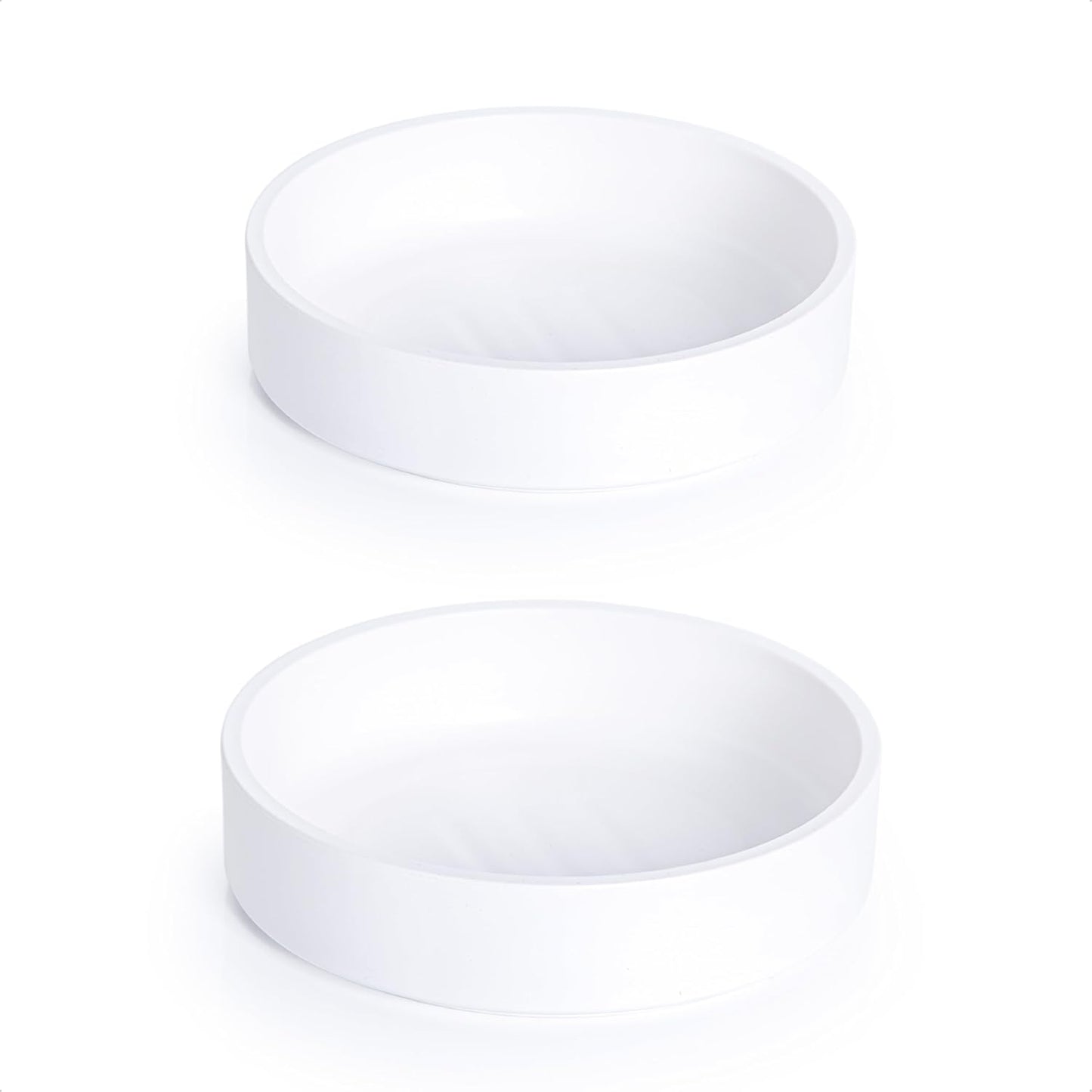 Phoenix Vine 6 Inch Plastic Plant Saucer Water Drip Tray, Heavy Sturdy Round Plant Drainage Tray for Indoors Outdoor, Set of 2, Matte White, 21-TY-6W-2