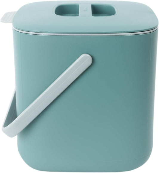 Blue Ginkgo Kitchen Compost Bin [2.6L / 0.69 GAL] – Filter-Free, Odor-Tight Countertop Food Waste Pail with Handle (Made in Korea, Green)