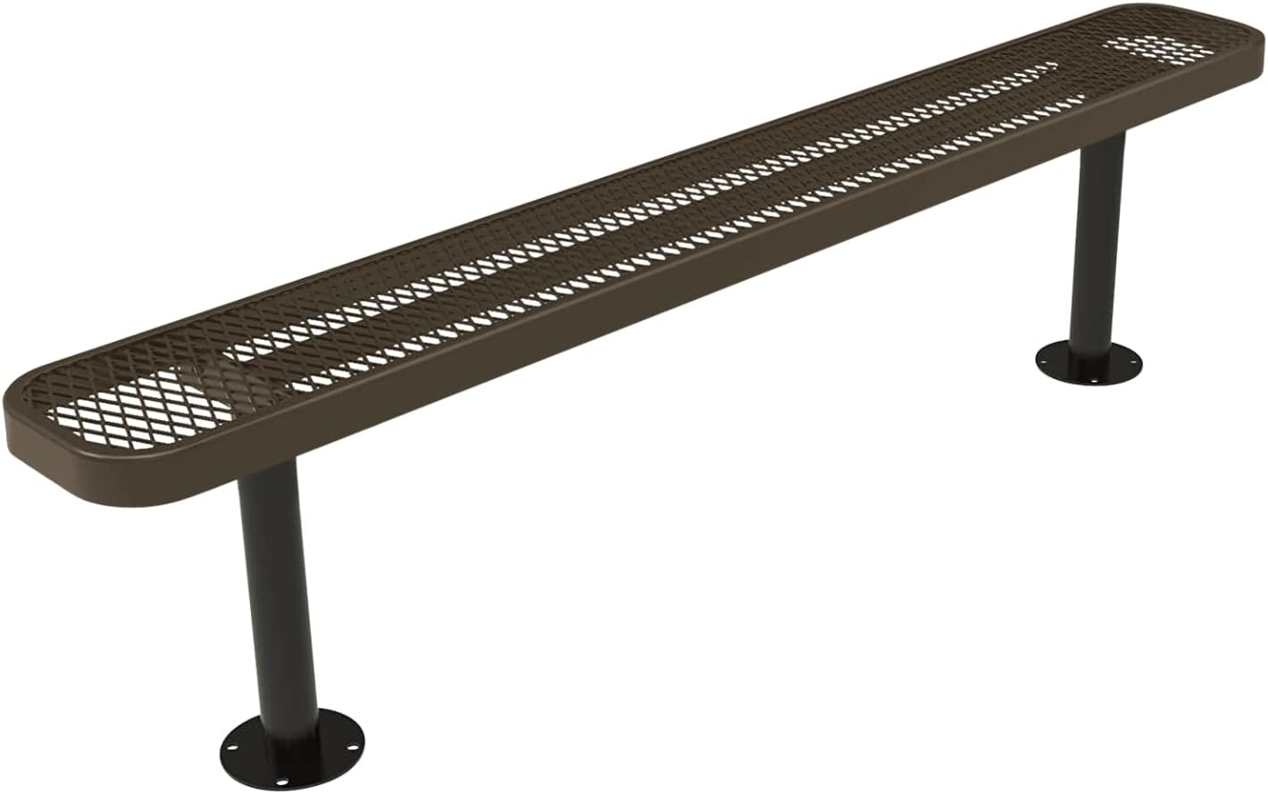 Coated Outdoor Furniture Heavy-Duty Outdoor Bench Thermoplastic Coated, Expanded Metal, Commercial-Grade Seating, Made in America (Surface Without Back, 6 Ft, Textured Brown)