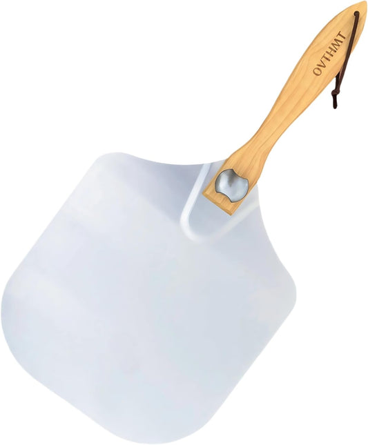 Pizza Peel 14 inch, Aluminum Pizza Paddle 14 x 16 inch with Foldable Wood Handle, Pizza Turning Peel, Pizza Spatula For Oven, Bread, Pastry, Dough, Cake, Pizza Spatula Paddle, Metal Pizza Peel