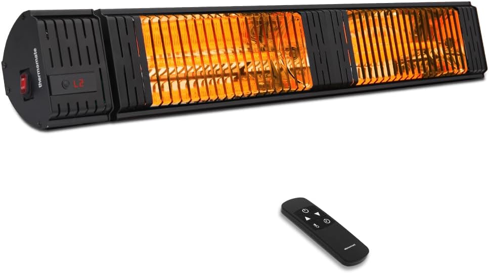 ThermoMate Infrared Electric Patio Heater, 3000W Carbon Fiber Heating for Outdoor/Indoor, Porch, Deck, Garage with Remote 24 Hours Timer, Hard Wired 240V