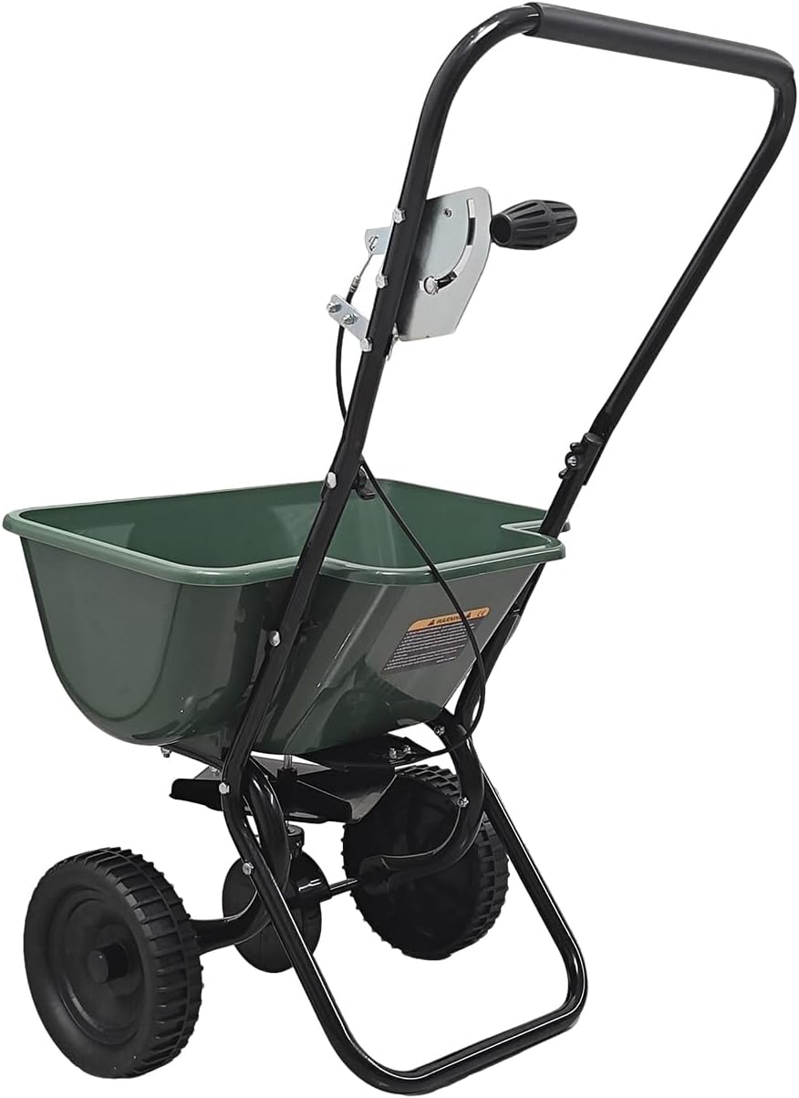 80LB Walk-Behind Broadcast Spreader for Seed,Fertilizer,Salt,Ice Melt, Fertilizer Spreader with Adjustable Drop Rate, Seed Spreaders for Lawns
