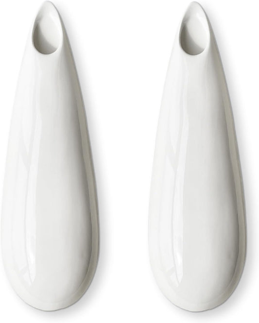 2 Pack White Ceramic Wall Vases,11.8 Inch Wall Hanging Plant Holder,Cubicle Modern Decor Plant Holder Vase for Indoor Plants, Hanging Propagation Flower Pots for Air Vases