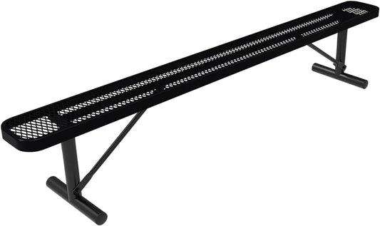 Coated Outdoor Furniture Heavy-Duty Portable Outdoor Bench Thermoplastic Coated, Expanded Metal, Commercial-Grade Seating, Made in America (Portable Without Back, 8 Ft, Black)