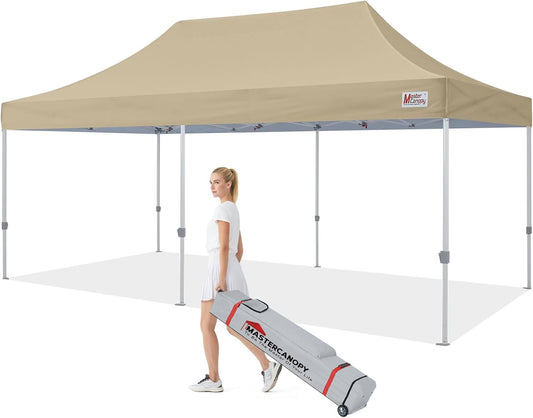 MASTERCANOPY Pop Up Canopy Tent Commercial Grade 10x20 Instant Shelter (Beige)