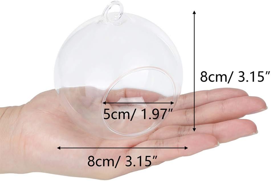 24 Pcs 3.15"/ 8cm Hanging Glass Tealight Holder Globe with LED Tealight, Plant Terrariums Glass Orbs Air Plants Tea Light Candle Holders Home Decor Indoor Outdoor Garden DIY Gifts (24 Pcs)