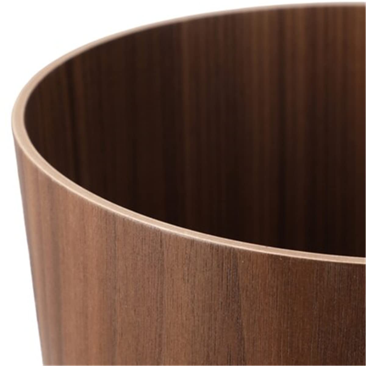 Round Stackable Wastebasket, Natural Wood Garbage Recycling Bin for Bathrooms, Kitchens, Home Offices (Dark Wood)