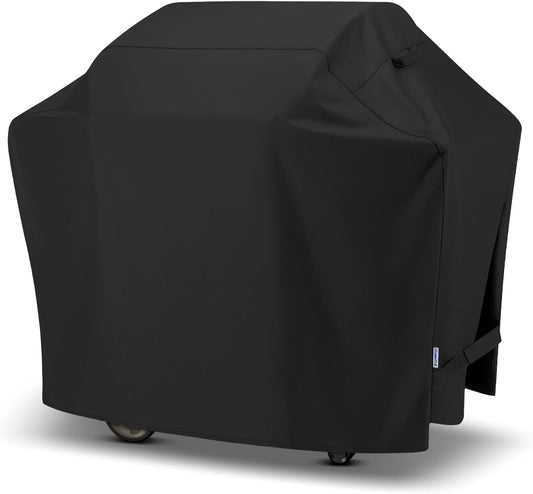 SunPatio Grill Cover 50 Inch, Outdoor Heavy Duty Waterproof Barbecue Gas Cover, UV & Fade Resistant, All Weather Protection Compatible for Weber CharBroil Kenmore Nexgrill Grills and More, Black