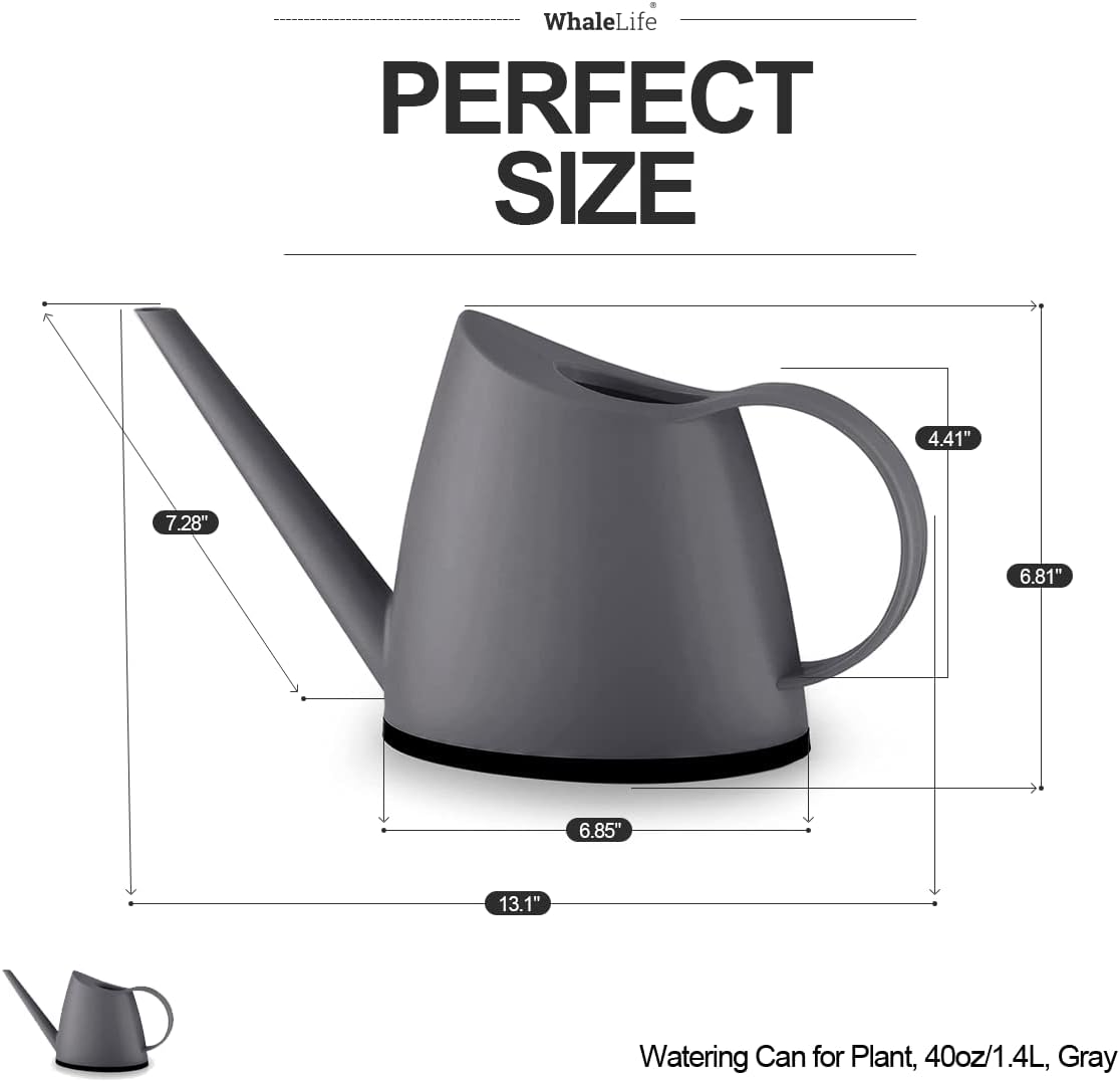 WhaleLife Indoor Watering Can for House Bonsai Plants (1.4L, Gray)