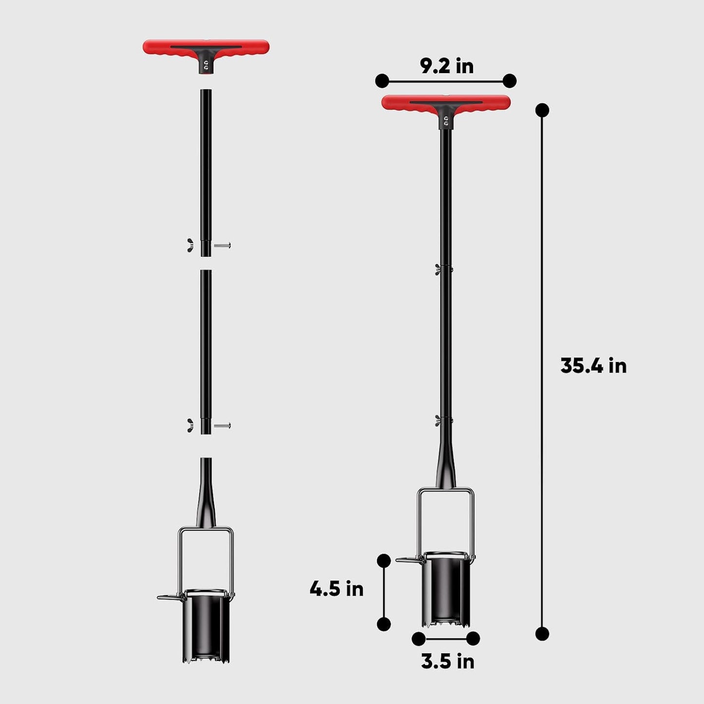 FLORA GUARD Long Handle Bulb Planter Tool, Standing Gardening Bulb Transplanter, Turf Remover Lawn Inserter - for Digging Holes