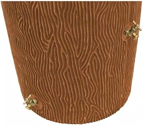 Impressions Bark 50-Gallon Rain Barrel, Wood Grain Design, Decorative Water Collection Tank (Terracotta)