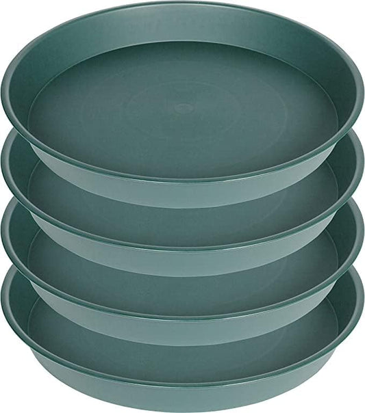 4 Pack of 16 17 inch Plant Saucer (15 inch Base), 2.3" Depth, Heavy Duty Deep Plant Trays for Pots, Bird Bath Bowls, Plastic Plant Saucers for Indoors, Drip Trays for Planter (17", Green)