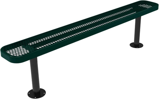 Coated Outdoor Furniture Heavy-Duty Outdoor Bench Thermoplastic Coated, Expanded Metal, Commercial-Grade Seating, Made in America (Surface Without Back, 6 Ft, Dark Green)