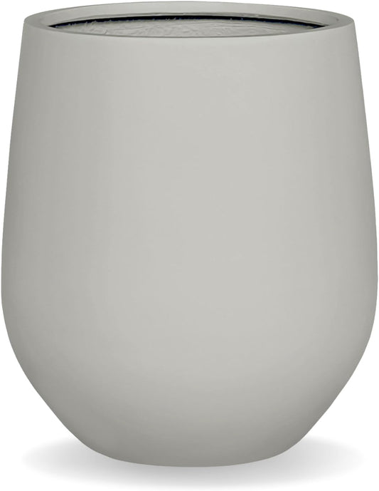 21" H x 19" D Corso Fiberstone Round Tapered Planter with Drainage Hole, Smooth Finishes, Weather Resistant for Indoor and Outdoor Use (Light French Gray, 15" Pot Opening)