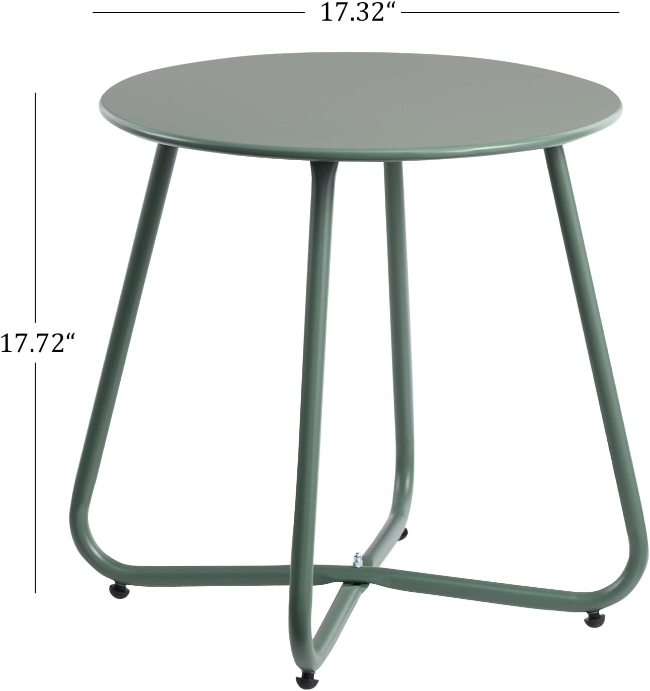 HollyHOME Round Metal Side Table, Rust-Resistant Patio Small Plant Stand, Outdoor 17.32'' Portable End Table for Balconies, Gardens, Living Rooms and Bedrooms, Atrovirens