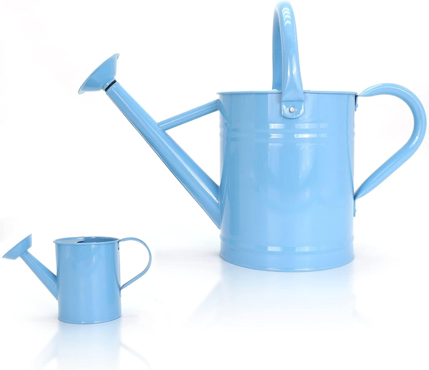 Metal Watering Can (1 Gallon) for Outdoor&Indoor Plants with Free Small Watering can for Kids, Plant Watering Can with Removable spout, Perfect for Garden Flower, Houseplants, (Light Blue)