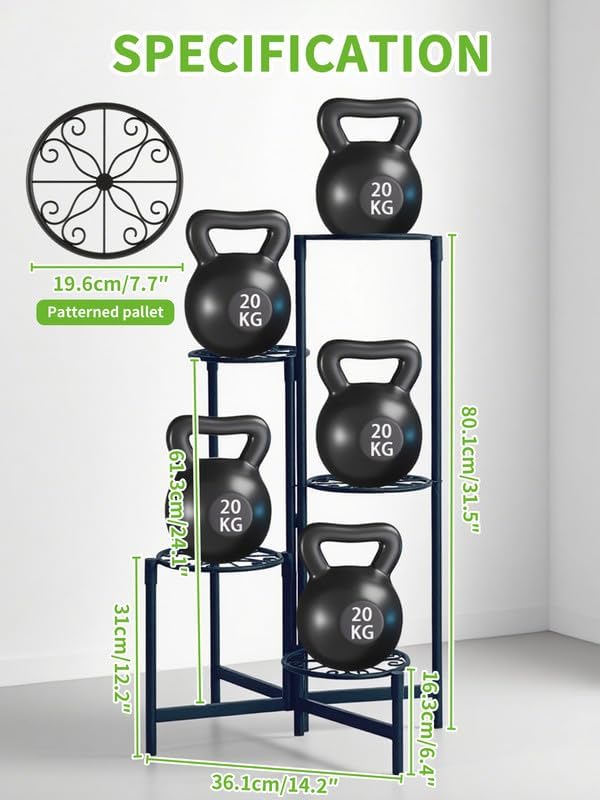 5 Tier Metal Plant Stand for Indoor Outdoor Foldable Corner Tall Plant Shelf for Multiple Plants Flower Pot Holder Display Stand for Living Room Balcony Garden Patio Black