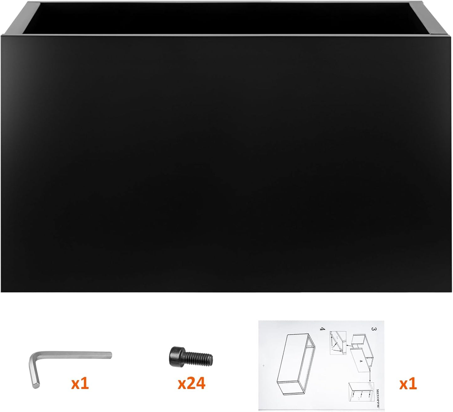 Steel Planter Box 40"x16"x24", Square Metal Planter Box Indoor&Outdoor, Steel Planters Heavy Duty for Commercial and Residential Use, Black