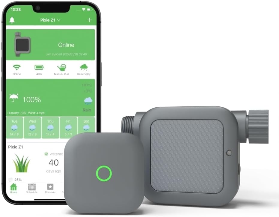 Netro Pixie Z1 Smart Hose Faucet Timer, Weather Aware, Compatible with Alexa (Pixie Z1 with Hub)