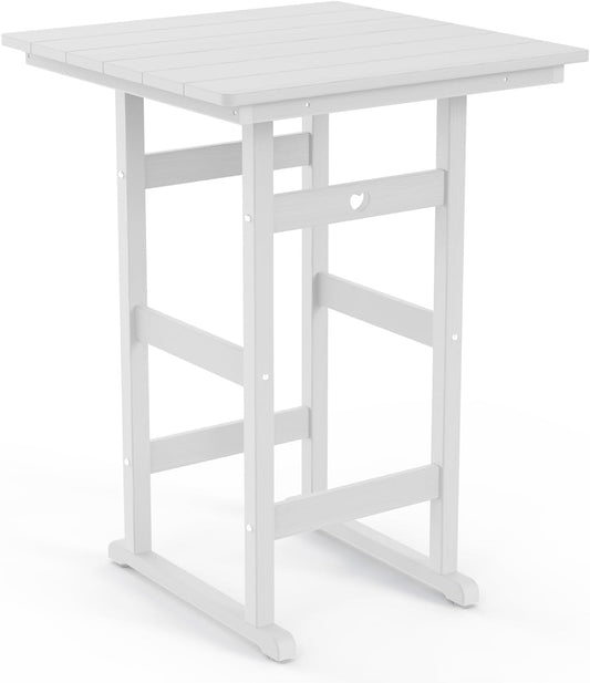 Adirondack Outdoor Bar Table, Durable HDPE Composite, Weather Resistant, Easy to Clean, Perfect for Backyard and Poolside Use, White