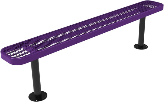 Coated Outdoor Furniture Heavy-Duty Outdoor Bench Thermoplastic Coated, Expanded Metal, Commercial-Grade Seating, Made in America (Surface Without Back, 6 Ft, Purple)