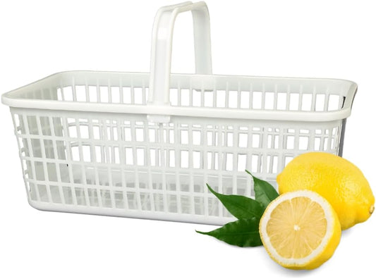 6 Pack – 4 Quart/Half Peck White Plastic Garden Basket for Gathering Vegetables and Fruits – Harvest Apples, Berries, Peaches or Tomatoes