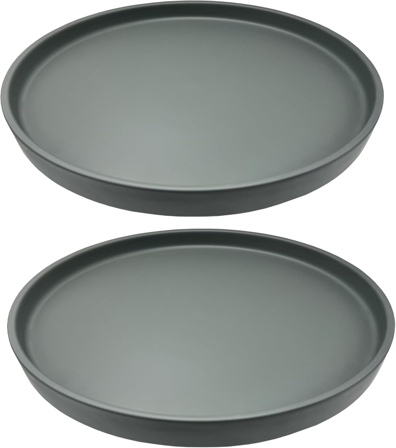 2 Pack Ceramic Plant Saucer Pot Tray 6 Inch, Planter Saucers 4 5 6 7 8 9 10 11 12 13 Inch for Indoors Outdoor, Durable Sturdy Flower Drainage drip Water Tray for Glazed Pots Base (6.4 Inch-Grey)