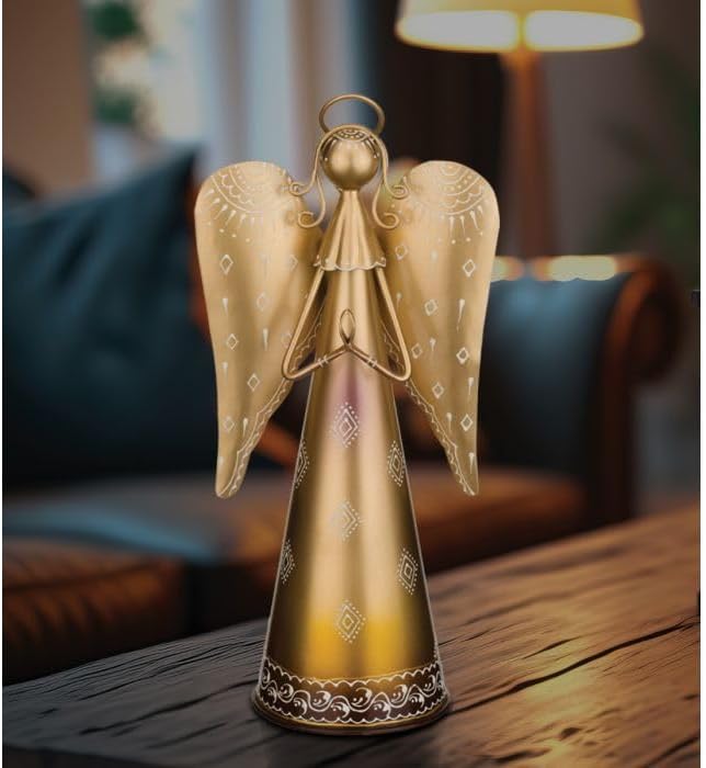 Regal Art & Gift Angel Statue - Metal Indoor/Outdoor Garden Statue Deals, Elegant Garden Decor, Beautiful Gifts for Women, Exquisite Angel Statues for Garden, 16-Inch, Gold