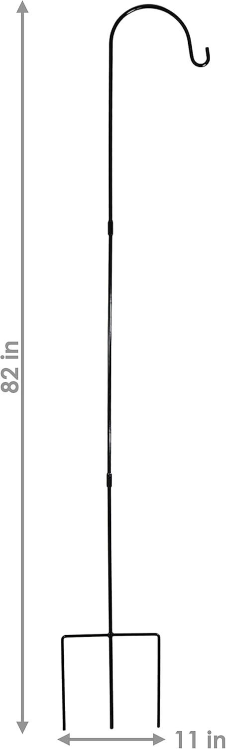 Sunnydaze 82-Inch Outdoor Heavy-Duty Shepherd Hook - Black - Set of 2