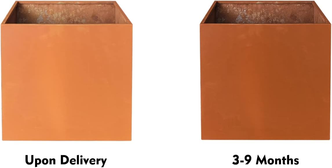 Corten Steel Planter Box Metal Square Planters Steel Large Planter Outdoor Tall Plant Durable Antique Detached for Commercial Residential Patio Deck and Backyard 26 Inch