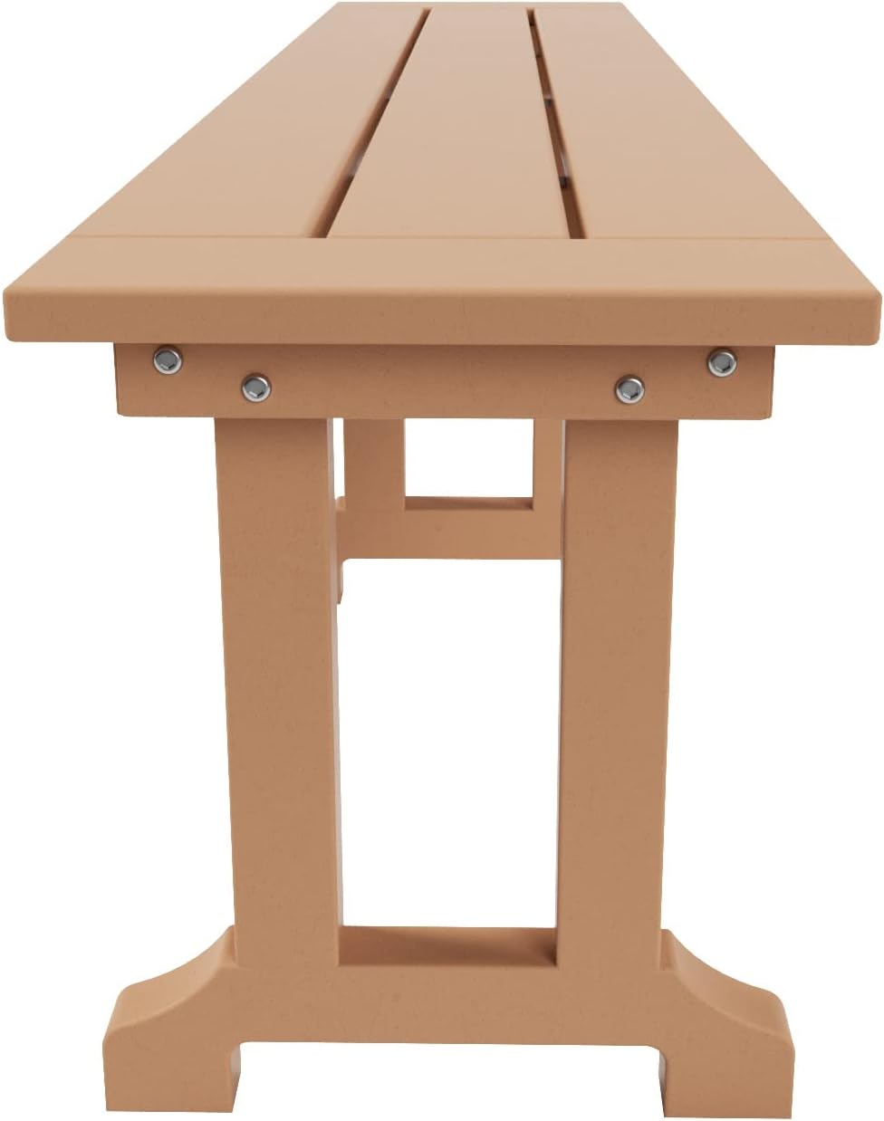 WestinTrends Malibu 65" Outdoor Dining Bench, All Weather Resistant Poly Lumber Patio Garden Bench Trestle Long Bench for Both Outdoor and Indoor, Teak