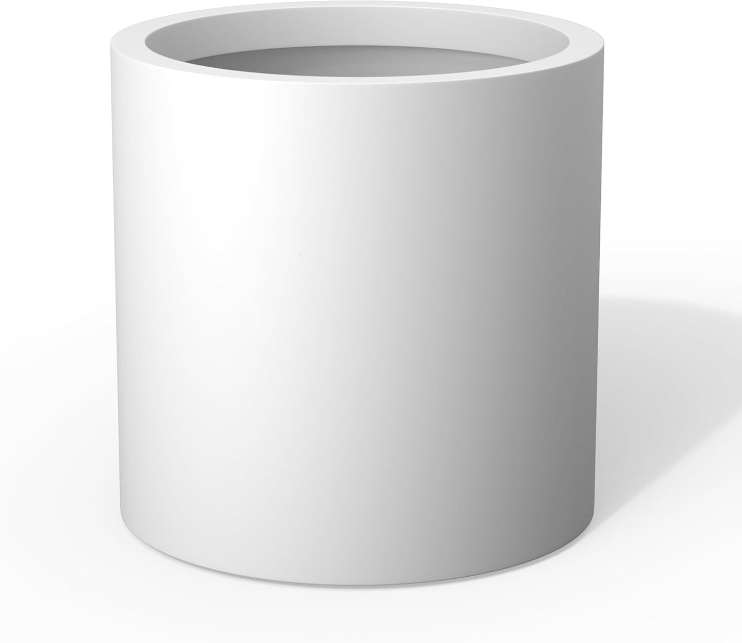 Kante 15.7" Dia Round Concrete Planter, Modern Style Large Cylindrical Plant Pot with Drainage Hole and Rubber Plug for Indoor Outdoor Patio, White