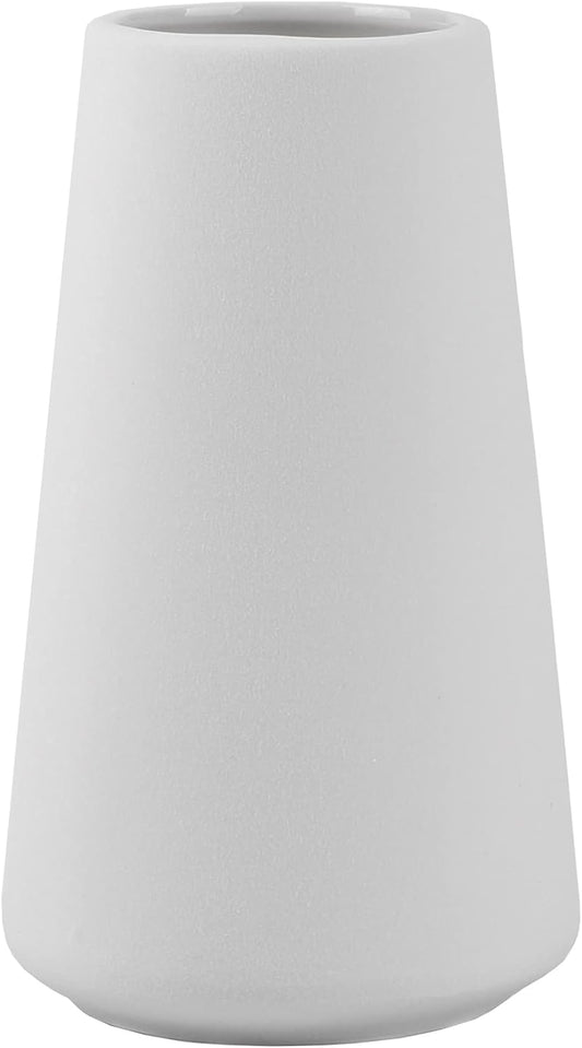 Simple Vase for Flowers Plants, Matte Vases for Modern Table Shelf Home Decor Wedding Boho Decor, 6" H Frosted Elegant Ceramic Vase for Pampas Grass Fluffy Stem Bouquet Lavender Flowers (White, 1)