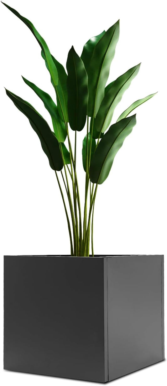 24" L x24 W x24 H Metal Flower Boxes Planter Boxes Outdoor Raised Garden Bed Indoor Outdoor Planting Bed Black Square Planter Box for Patios Lawn Yard Decor Storage