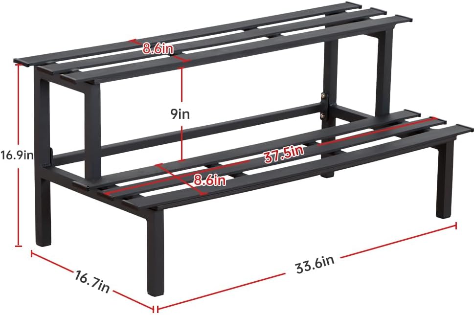 Sturdy 2-Tier Metal Plant Stand for Outdoor & Indoor, Decorative Planter Display Shelf Unit for Garden Patio Balcony Living Room