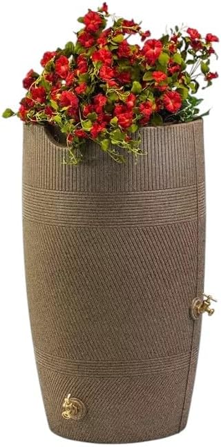 Impressions Havana Rain Barrel and Planter Top, 50 Gallon Capacity, Khaki Granite (1 Pack)