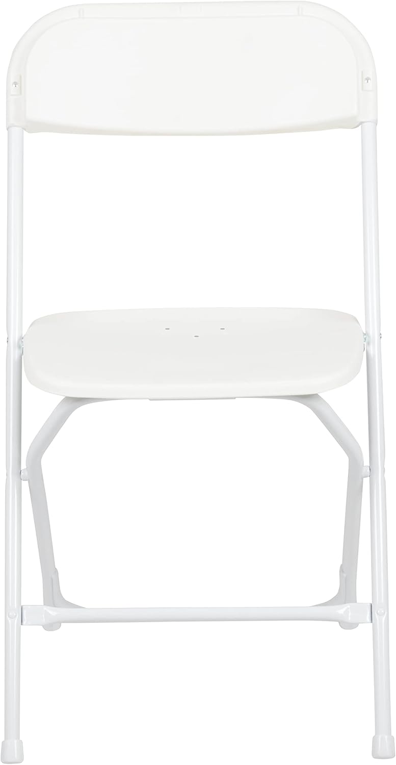 Flash Furniture Hercules Series Plastic Folding Chairs for Parties and Weddings, Stackable Commercial Event Seats with 650-lb. Static Weight Capacity, Set of 6, White