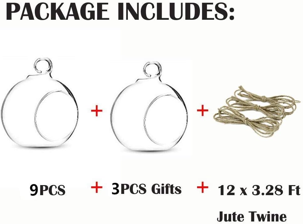 NUPTIO Glass Terrarium Globe Ornaments 12 Pcs 3.15" Diameter Small Terrariums Hanging Tea Light Candle Holders Home Wedding Party Centerpieces