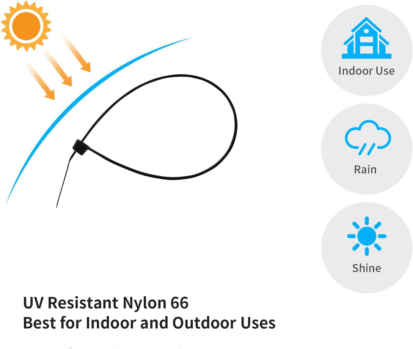12 Inch Zip Ties Gold 1000 PCS, 50 Lbs- Heavy Duty Tensile Strength, Nylon PA66 UV Resistant Cable Ties for Indoor and Outdoor Use - Ideal for object bundling and fastening