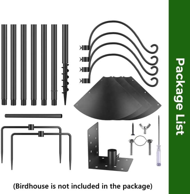 Bird Feeders Pole, House Pole 92 Inch, Adjustable Heavy Duty Feeder Stand Feeding Station with Sturdy Anchor Squirrel Proof Baffle for Watching (Bird Not Included)