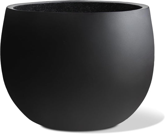 Ball Concrete Planter Outdoor Indoor, Large Tall Cement Plant Pots for Trees Flowers (Black, 20 inch)