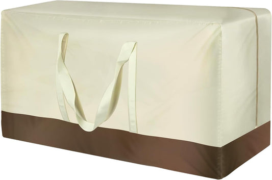 Patio Cushion Storage Bags 420D Waterproof Outdoor Storage Bag Furniture Cushion Cover Christmas Tree Storage Bag with Handles and Zipper 60"L x 20"W x 28"H Beige