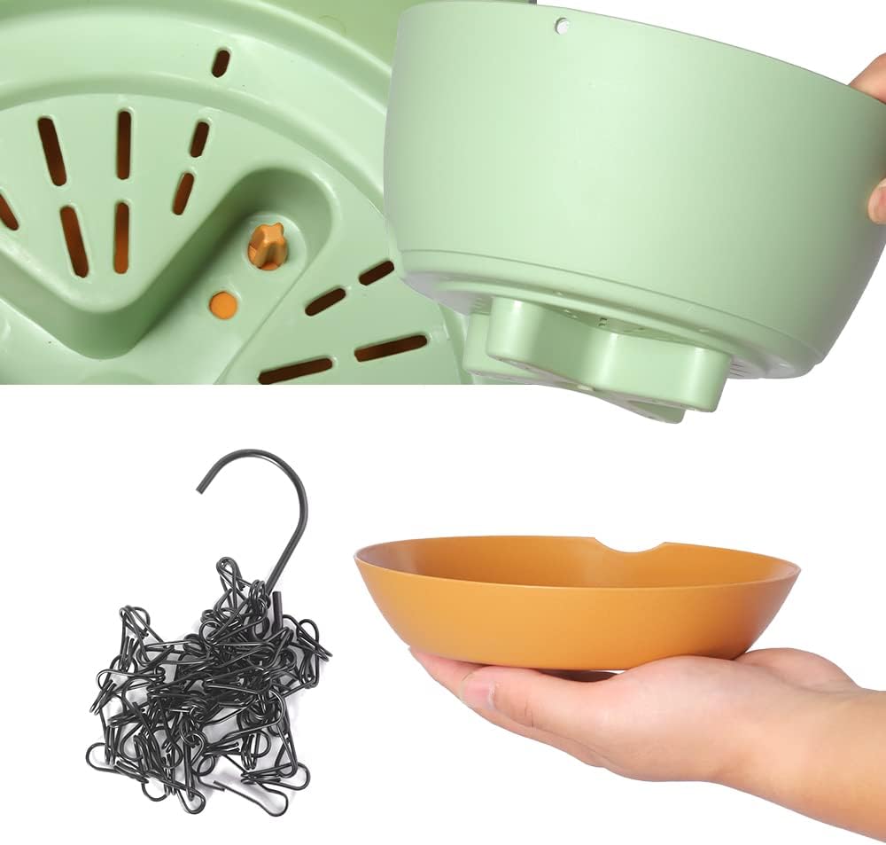 Lookat 2 Pack Plastic Hanging Planters 10 Inch Hanging Pots with Drainage Hole for Indoor Outdoor Plants, Round Hanging Basket with Removable Tray for Home Garden Porch Balcony Patio Decor