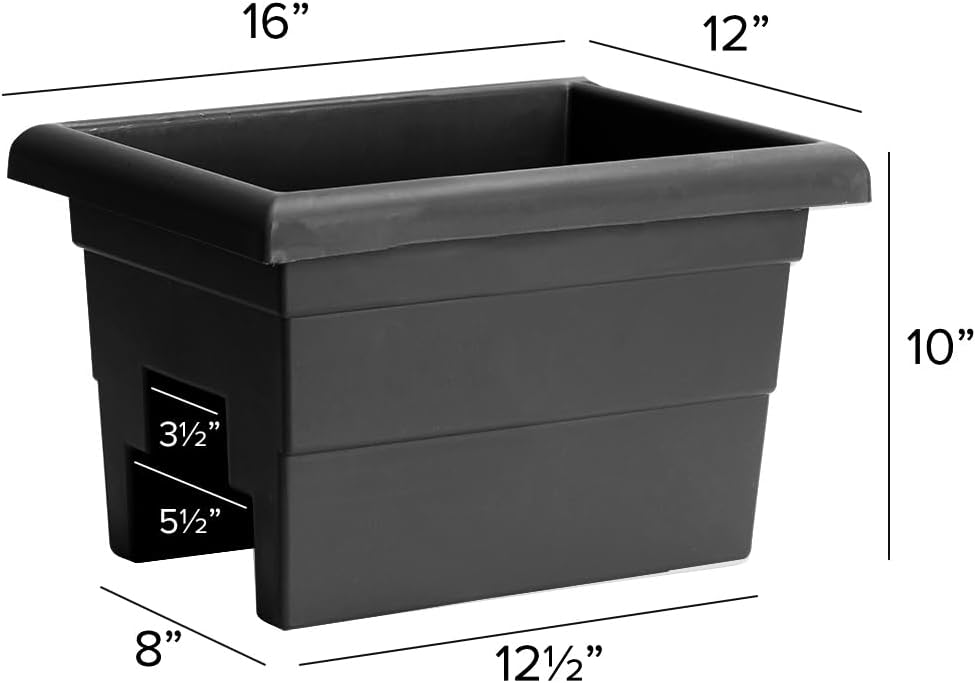 Root & Vessel Countryside Rail Planter, Black, 16"