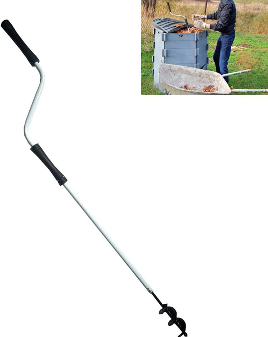 Compost Aerator Tool, 110CM Length Iron Composting Accessories - Manual Turners for Compos Bins and Garbage Decomposition, Rustproof and Durable