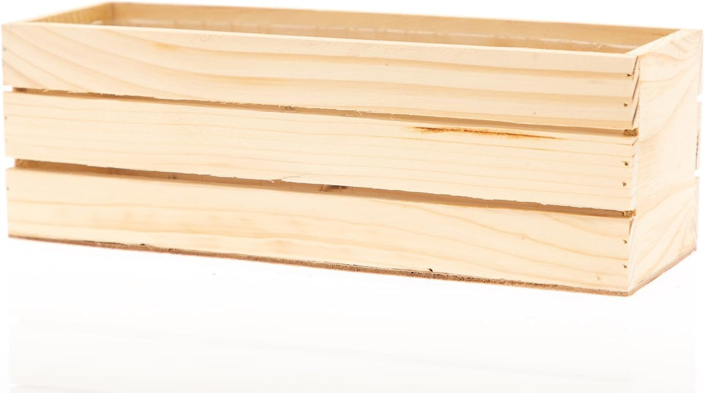 Wood Planter Box with Wine Crate Styled, 12x4 Inch Rectangular, Rose Wood, Plastic Liner, Garden Centerpiece Display, Wedding Flowers Holder, Home and Venue Decor (12x4 Wine Crate Set of 4, Rose Wood)