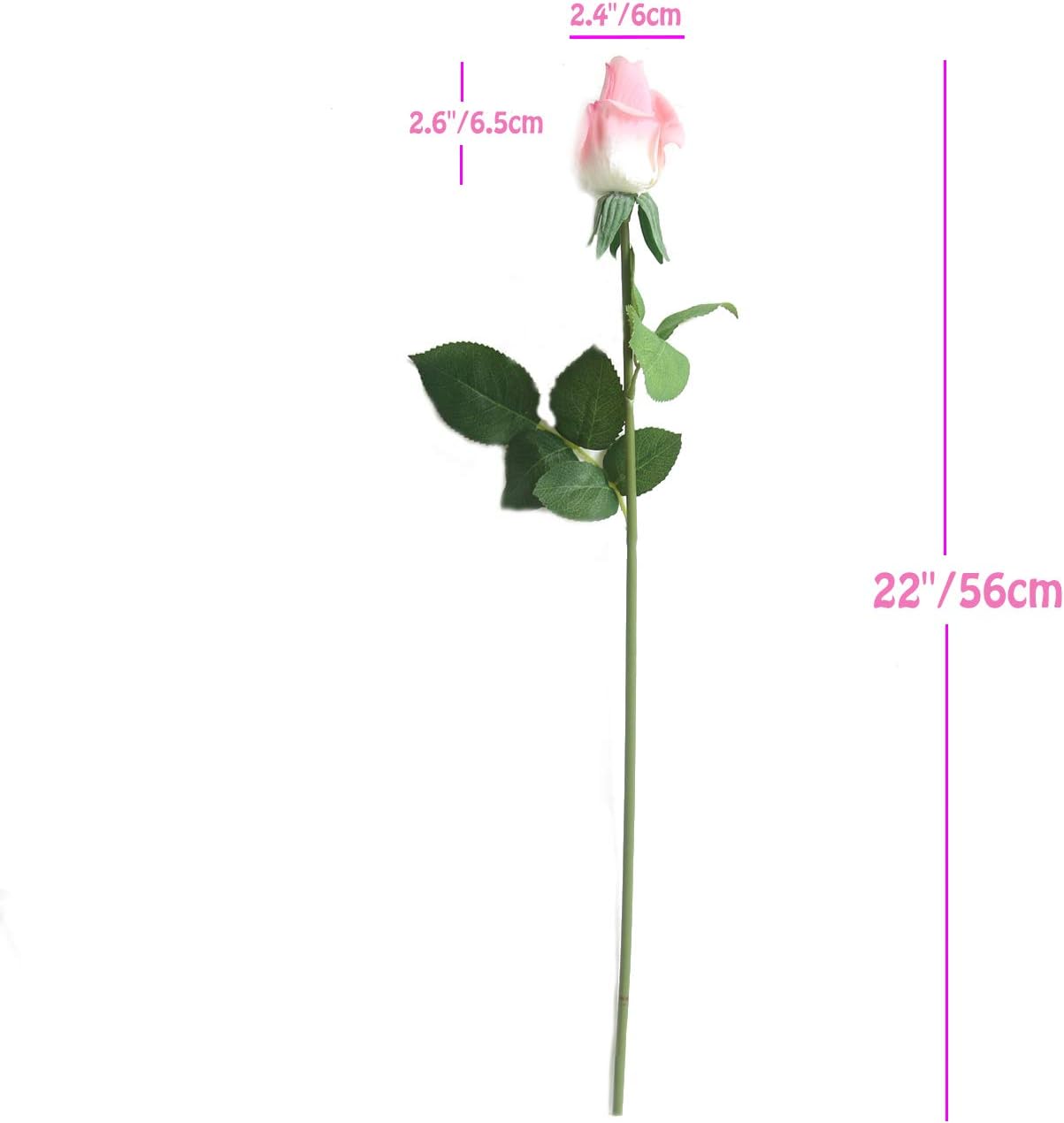 12pcs Real Look Artificial Rose Buds, 22 Inch Real Touch Silk Rosebud, Realistic Design Artificial Flower with Real Feel Petals,Silk Flower Bud for Wedding Home Décor,Champagne